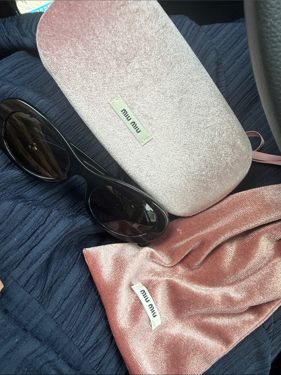 Miu Miu Accessories - Authentic Miu Miu Black Sunglasses with Pink Velvet Sunglasses Case with Matchin